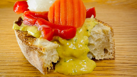 CANNELLINI BEAN BRUSCHETTA WITH GIARDINIERA