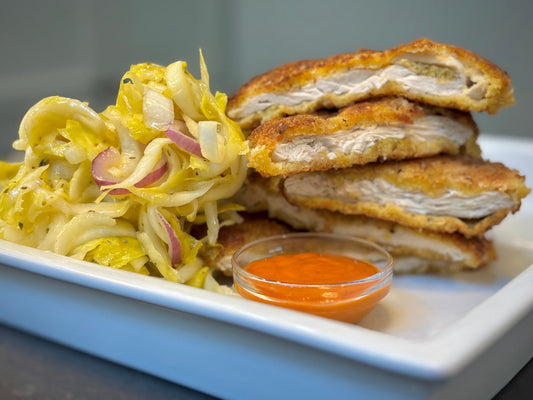 CHICKEN MILANESE WITH CALABRIAN SPICED BREADCRUMS