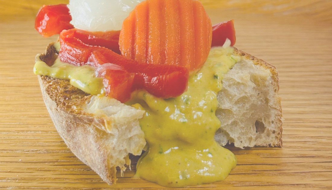 CANNELLINI BEAN BRUSCHETTA WITH GIARDINIERA