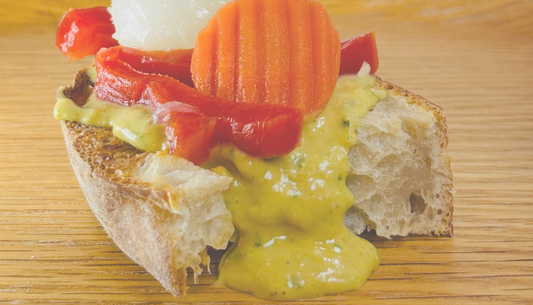 CANNELLINI BEAN BRUSCHETTA WITH GIARDINIERA